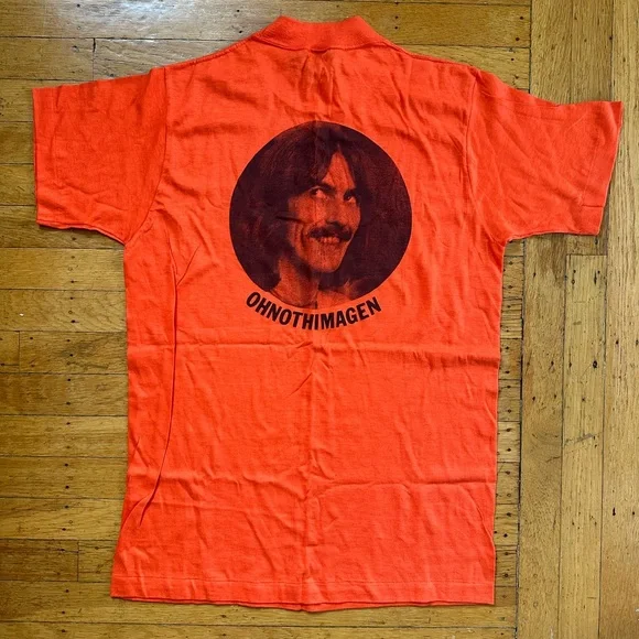 VINTAGE 1975 GEORGE HARRISON EXTRA TEXTURE ORANGE T SHIRT SIZE SMALL - Picture 2 of 5